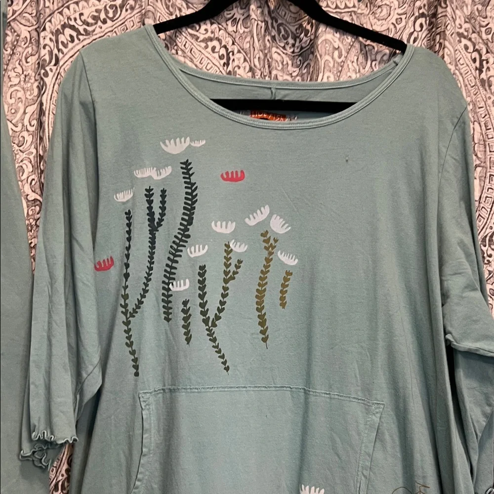 Blue Fish seafoam green/teal Floral Tunic & Pants Set - Green, Pink, White - Picture 2 of 14